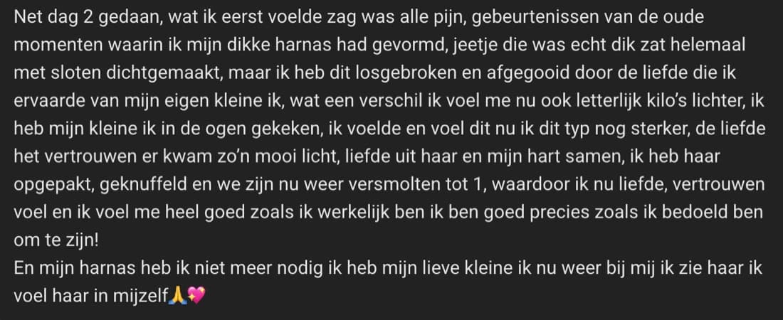 Deelnemer na dag 2 over het harnas dat hij losbrak en zich kilo's lichter voelen
